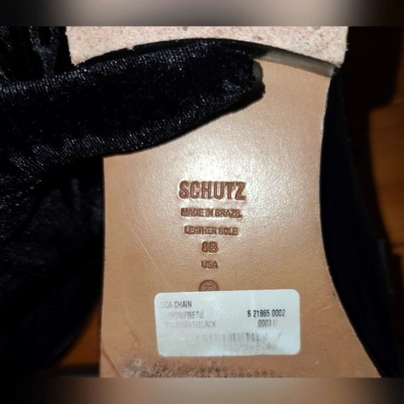 SCHUTZ Black Loafers with Gold Chain Accent - Picture 2 of 5